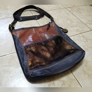 Brown Leather & Suede "The Sak" Crossbody Purse